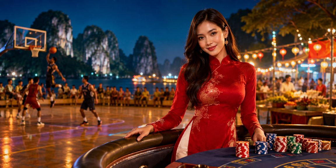 Cổ động viên bóng rổ tại vịnh Hạ Long theo dõi kèo thể thao trên điện thoại